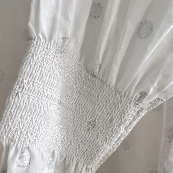 Talbots white long sleeve Henley shirt w Silver Polka Dots Plus size X NWT - Picture 3 of 4